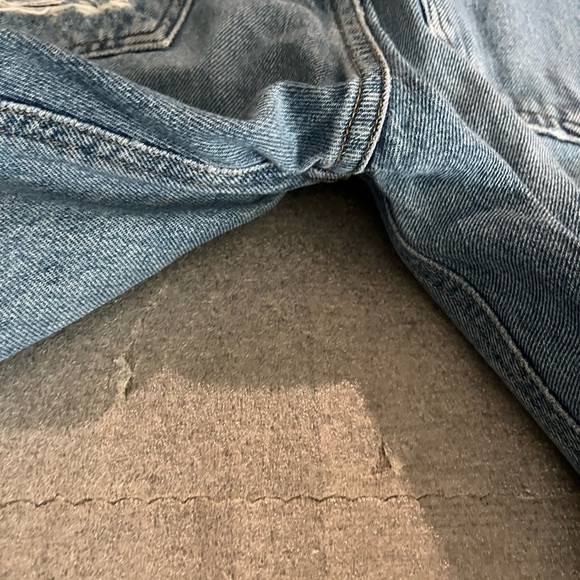 [W24Ins27”]Agolde Feel Good Blue Straight-Leg Button Fly Jeans Distressed Flaw - Picture 2 of 12
